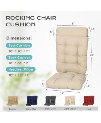 Tufted Rocking Chair Cushion, High Back Chair Cushion with Waterproof and Fade-Resistant, Set of 2