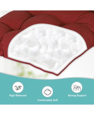 Tufted Rocking Chair Cushion, High Back Chair Cushion with Waterproof and Fade-Resistant, Set of 2