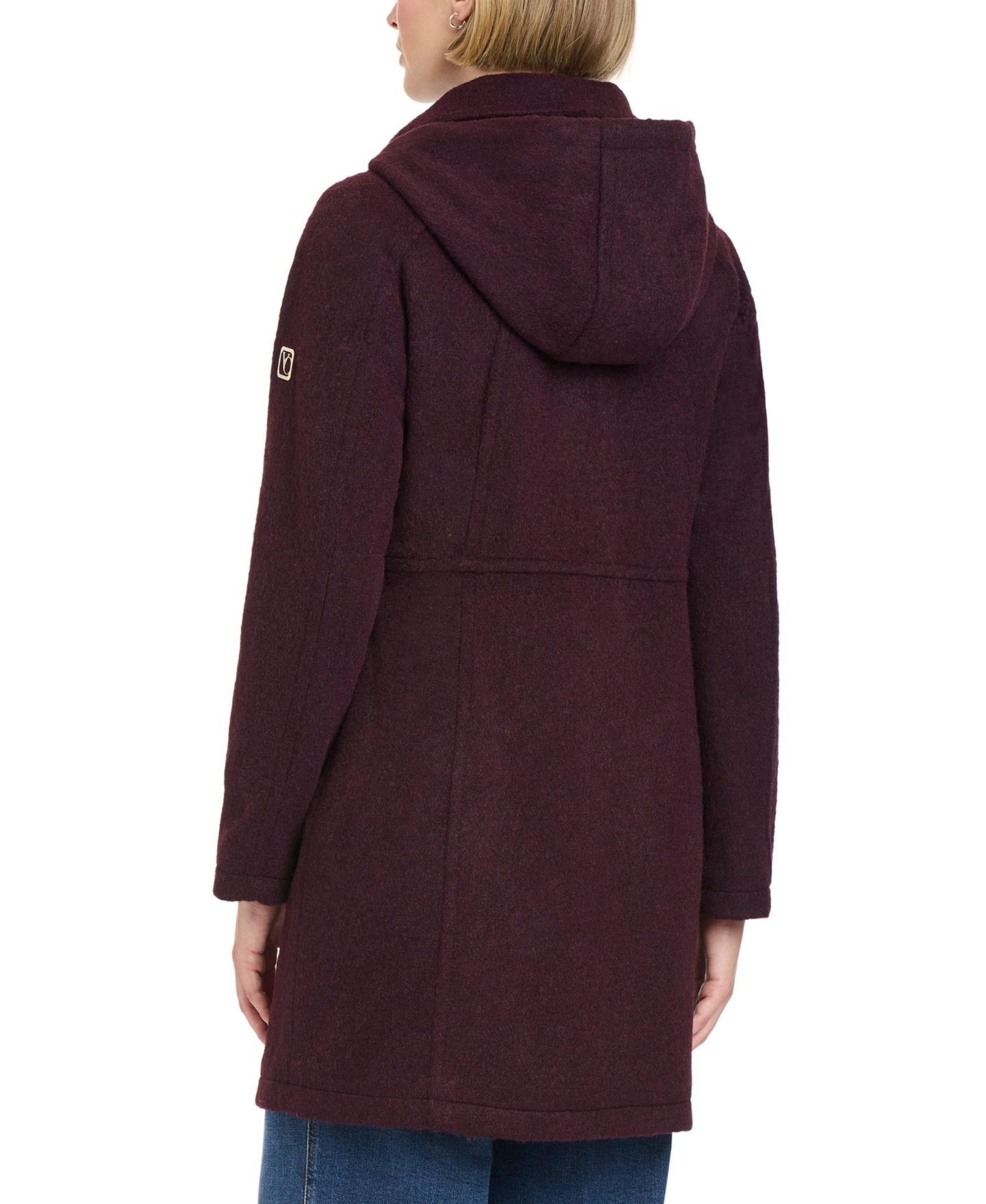 Женское пальто Vince Camuto Zip Front Walker Coat With Detachable Hood, цвет: Бордовый — фото 2