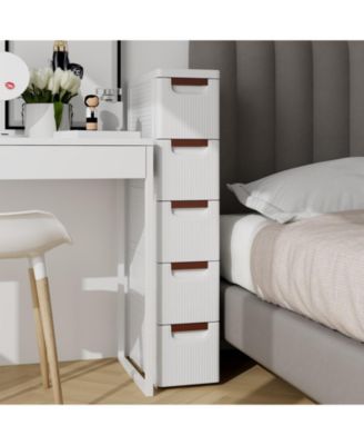 Drawer Rolling Organizer Unit Narrow Storage Cabinet with Built-In Wheels for Small Space