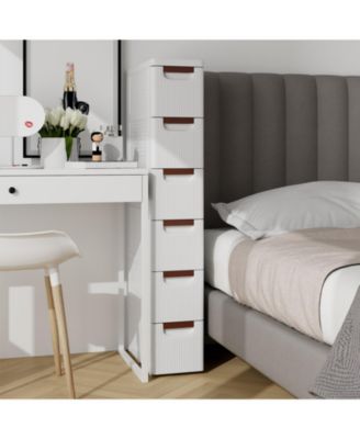 Drawer Rolling Organizer Unit Narrow Storage Cabinet with Built-In Wheels for Small Space