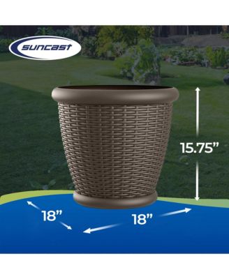 Willow 18" Diameter Decorative Wicker Patio Planter Pot, Java (4 Pack)
