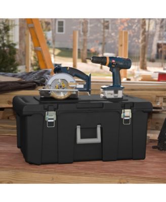 Wheeled Footlocker, Plastic Utility Storage Container, Black, 3 Pack