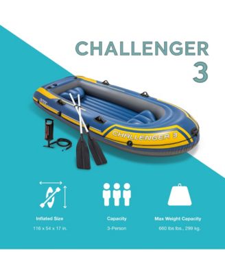 68370EP Challenger 3 Inflatable Raft Boat Set With Pump And Oars, Blue