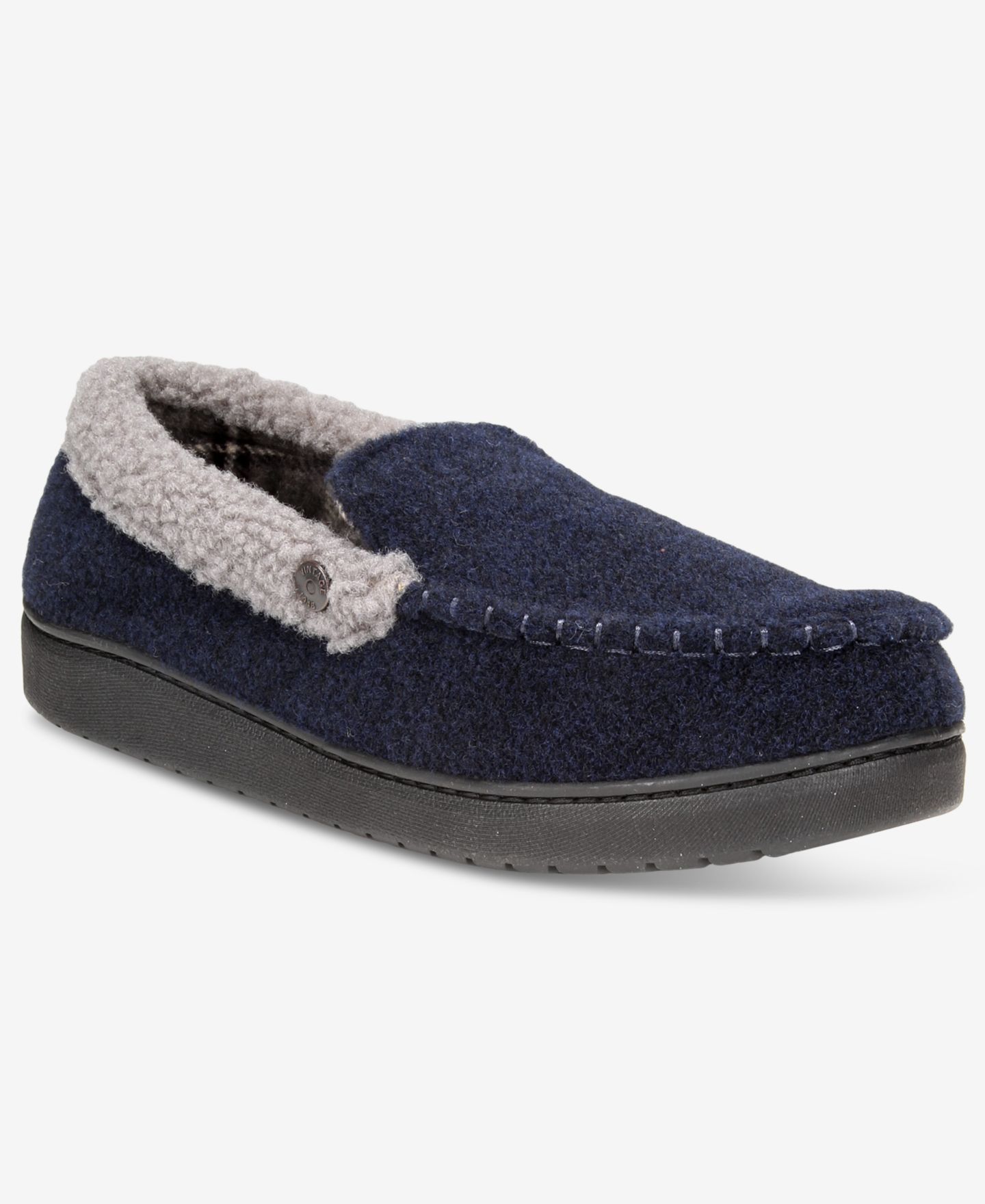 Мужские тапочки Weatherproof Venetian Contrast-Stitch Moccasin Slippers, цвет: Тёмно-синий — фото 1