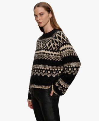 Women's Fair-Isle Crewneck Dropped-Shoulder Sweater
