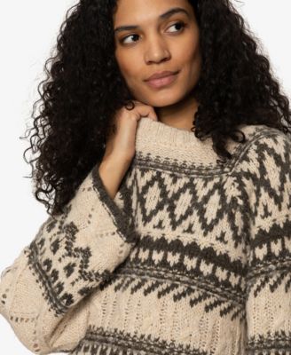 Women's Fair-Isle Crewneck Dropped-Shoulder Sweater