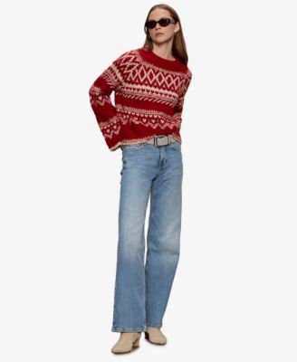 Women's Fair-Isle Crewneck Dropped-Shoulder Sweater