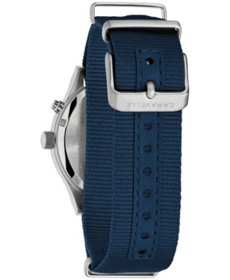 Men's Vintage Casual Lite Up Blue Nylon Strap Watch, 39mm