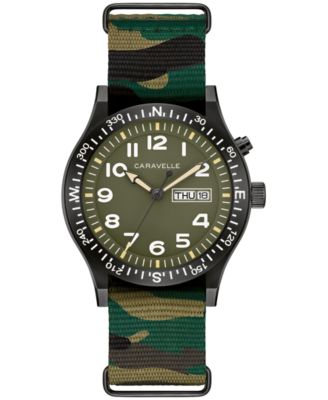 Men's Vintage Casual Lite Up Camouflage Nylon Strap Watch, 39mm