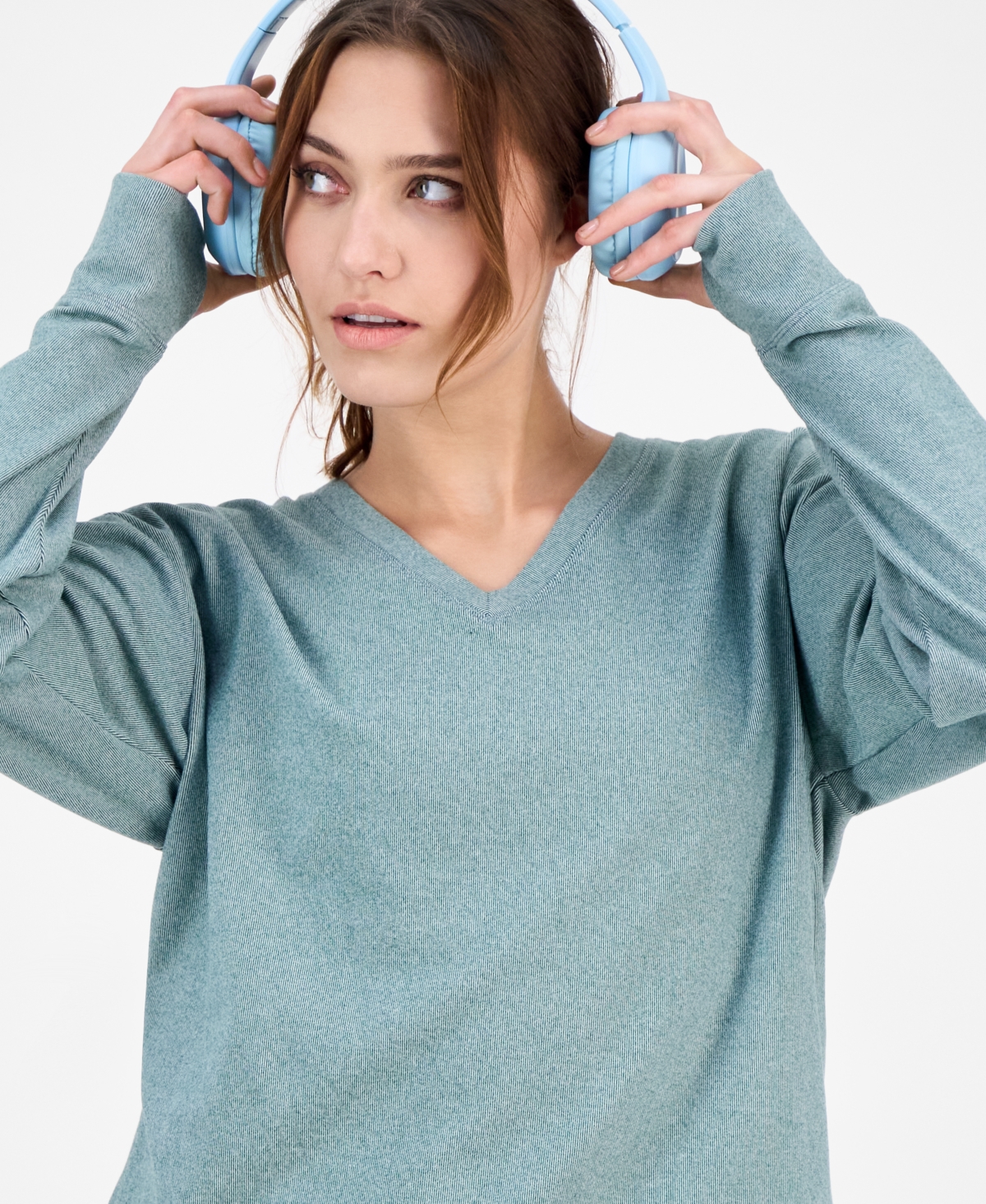 Id Ideology Women's Brushed Rib V-neck Sweater, Macy's Exclusive In Green