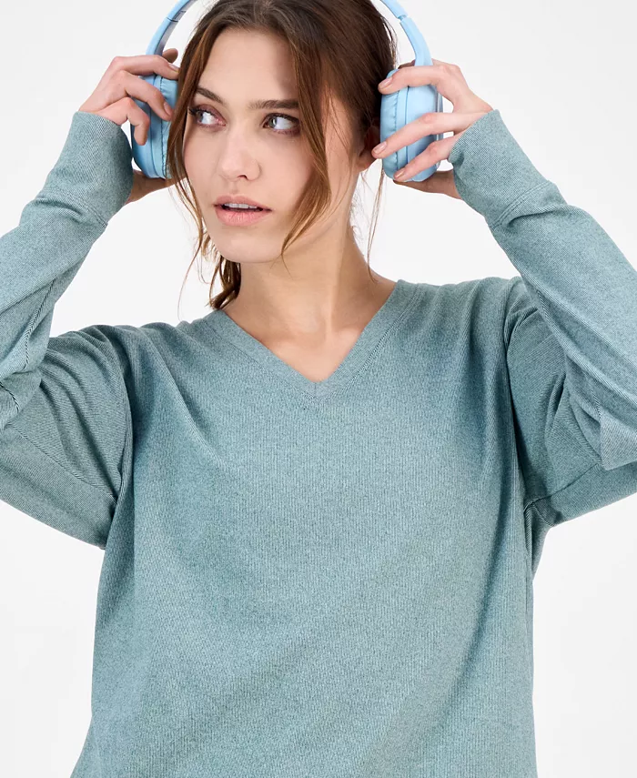 Women's Brushed Rib V-Neck Sweater - thumbnail 5