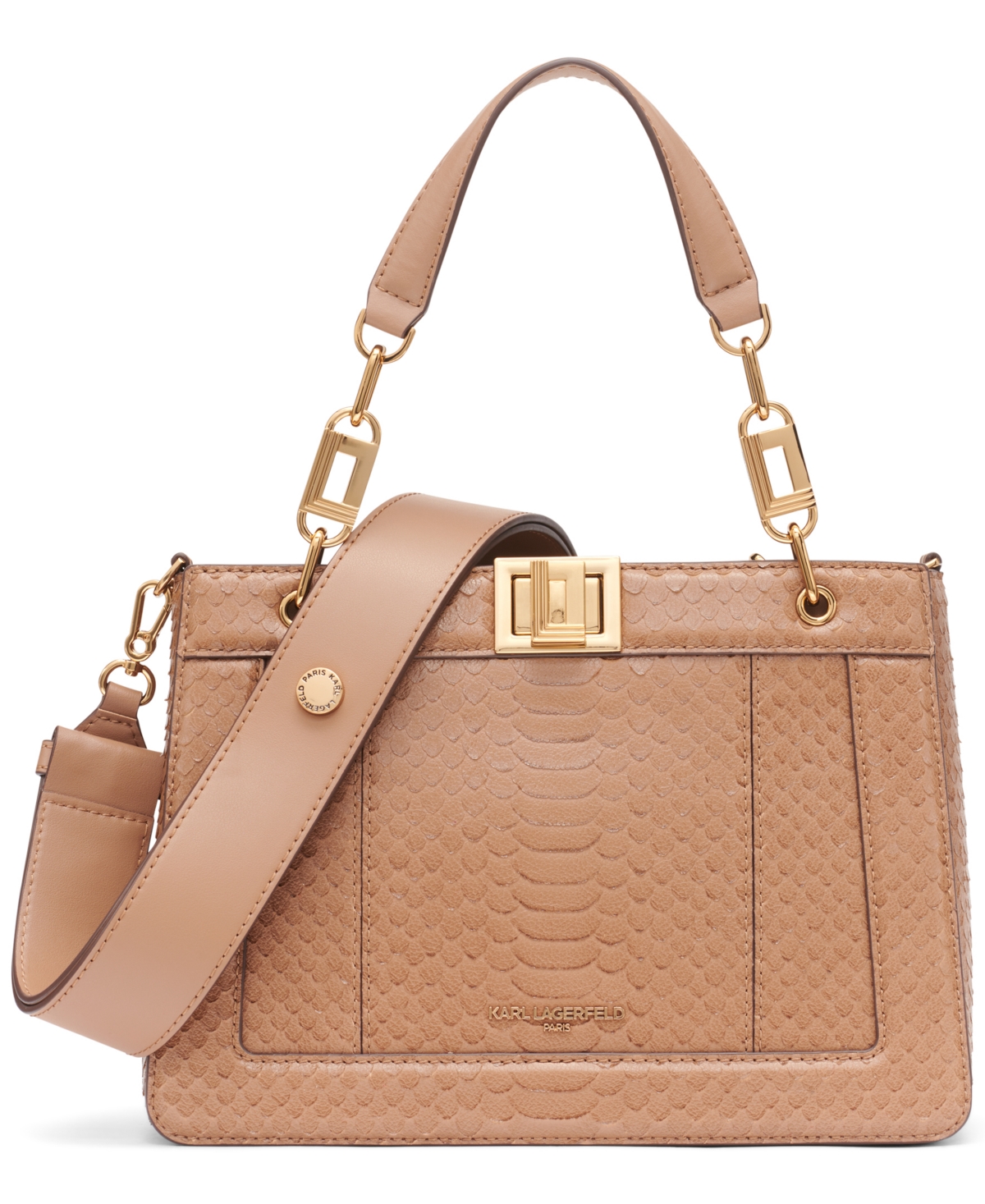 Karl Lagerfeld Ivette Top Zip Satchel Bag In Nude