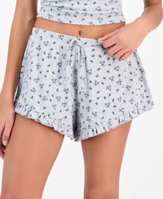 Juniors' Pointelle Ruffle-Hem Lounge Shorts