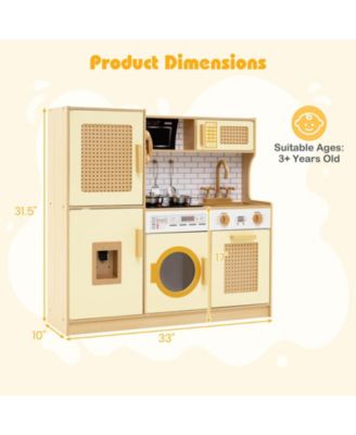 Wooden Kids Kitchen Playset Pretend Play Kitchen with Real Sounds Lights