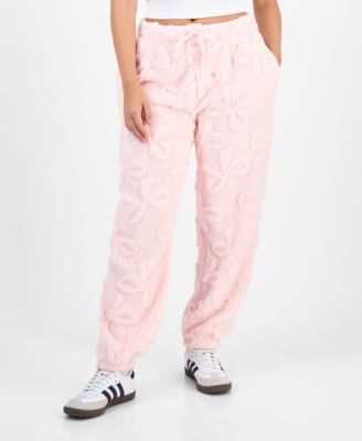 Rebellious One Juniors' Embossed Sherpa Jogger Pants