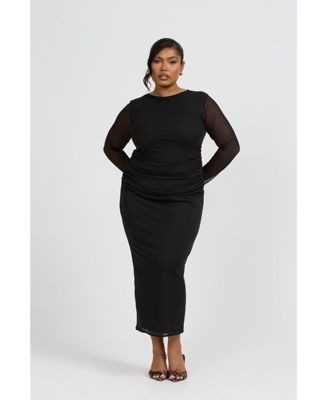 Women's Curve Long Sleeved Midaxi Dress