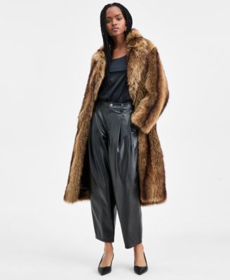 Bar III - Women's Faux Leather Barrel-Leg Pants