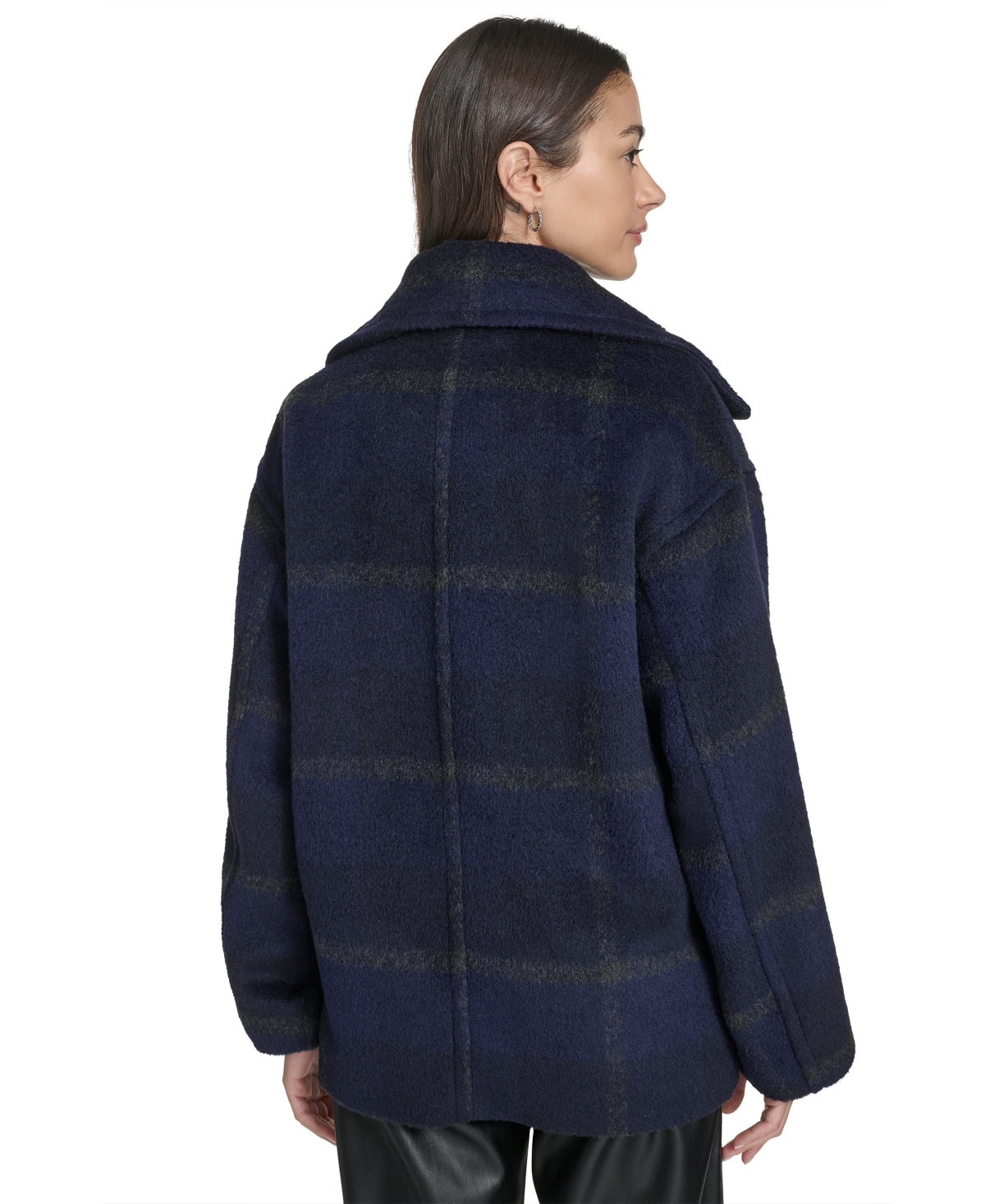 Levi's Plaid Short Peacoat With Removable Faux Shearling Collar In Multi