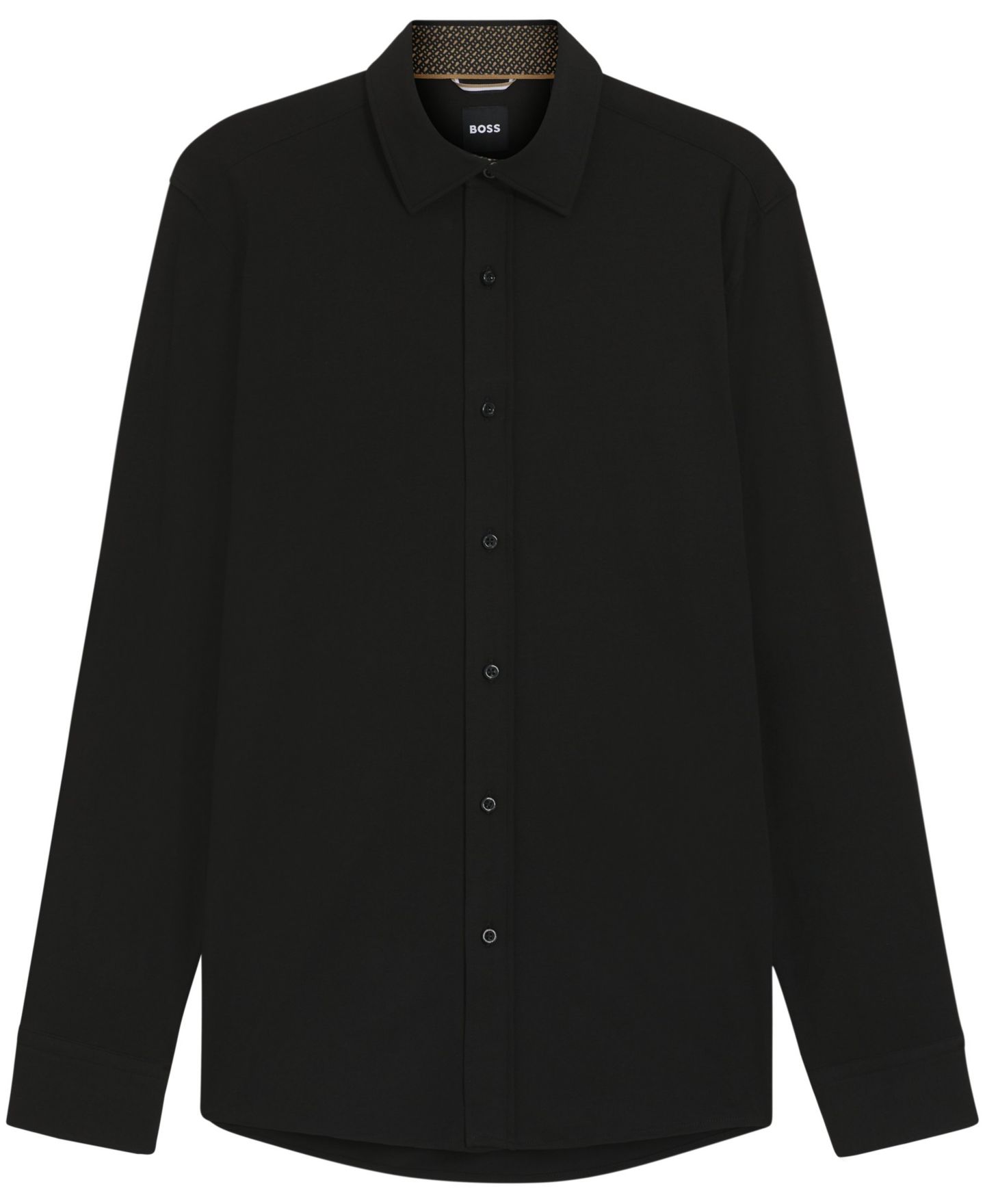Мужская рубашка Hugo Boss Stretch Cotton Slim-Fit Dress Shirt, цвет: Чёрный — фото 3