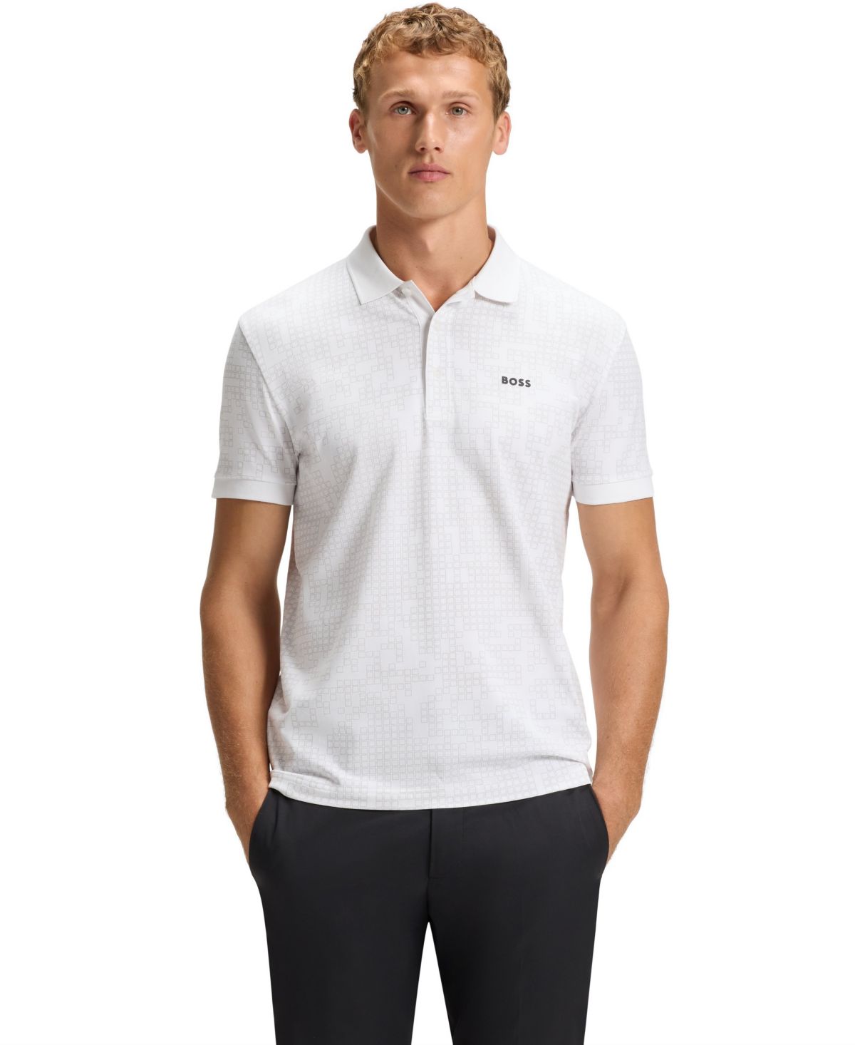 Мужская рубашка-поло из стрейч-хлопка Hugo Boss