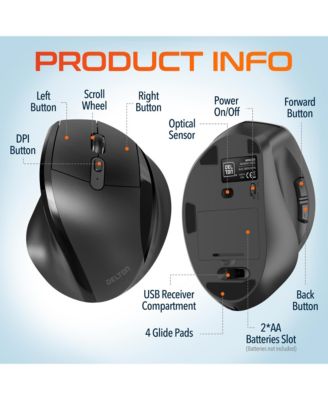 S30 Ergonomic Wireless Optical Mouse, 3 Adjustable DPI (DMERGS30-WB)