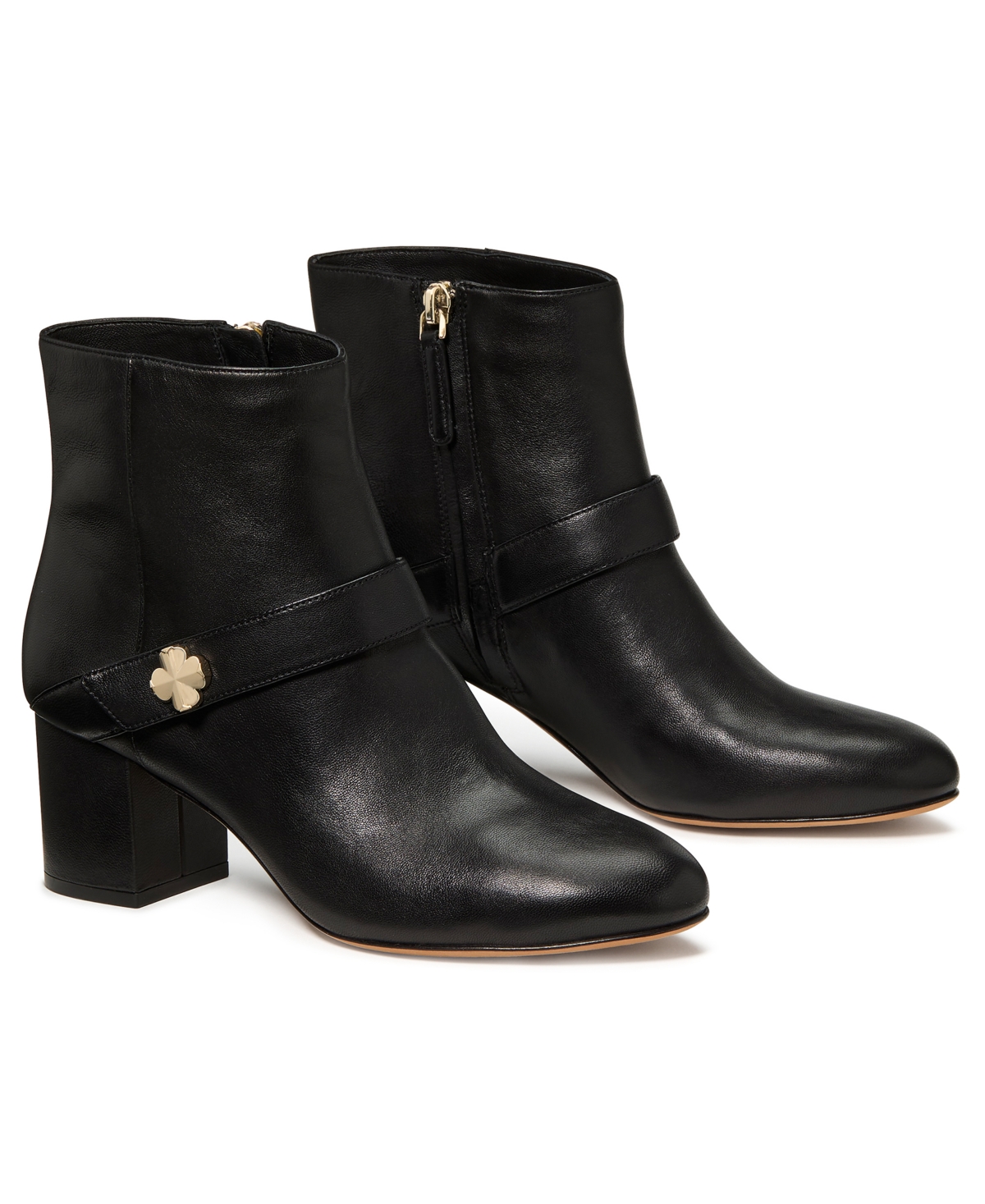 Kate Spade Women's Decorative Flower Block Heel Ankle Booties In Black