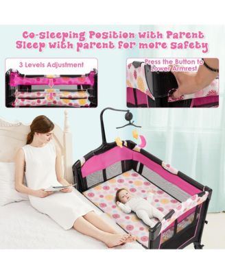 Baby Bedside Sleeper Portable Bassinet 4-in-1 Rolling Bassinet