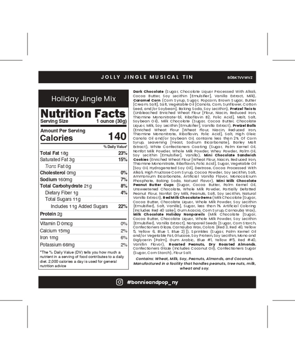 Bonnie & Pop Christmas Musical Popcorn Tin, Small In Transparent