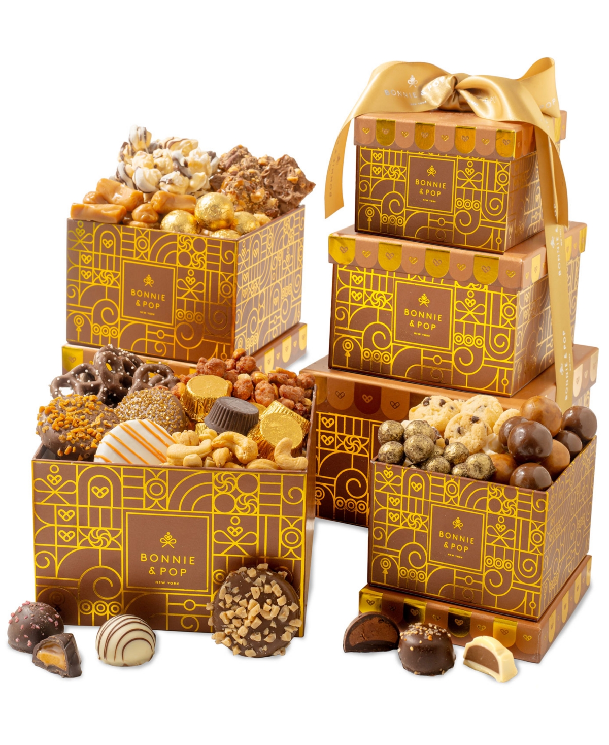 Bonnie & Pop Holiday Copper Gift Tower, 3 Boxes