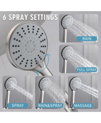 10 Inches Wall Mounted Shower with High Pressure Rain Shower Head and 5-Function Handheld Shower Head