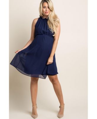 Black Chiffon High Neck Maternity Dress