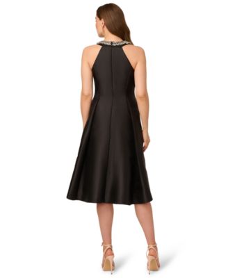 Women's Beaded Mikado Midi Dress