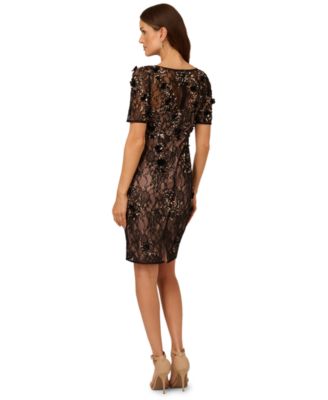 Women's Bead Lace Sheath V-Neck Dress