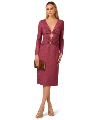 Women's Metallic Knit Midi Dress