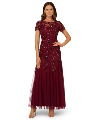Adrianna Papell - Plus Size Floral-Beaded Gown