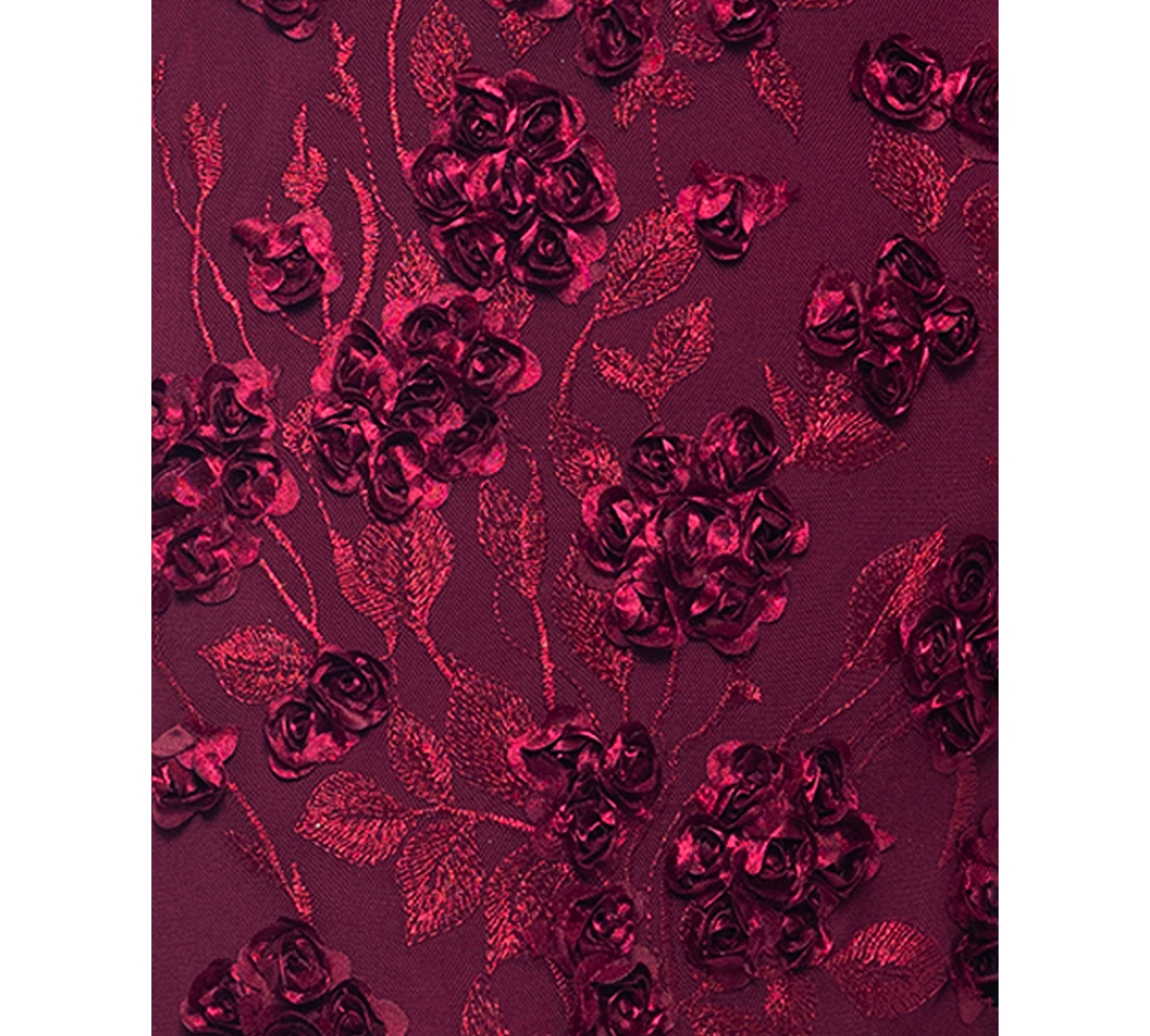 Xscape Petite Raised Flower Crewneck Long Gown Dress In Purple