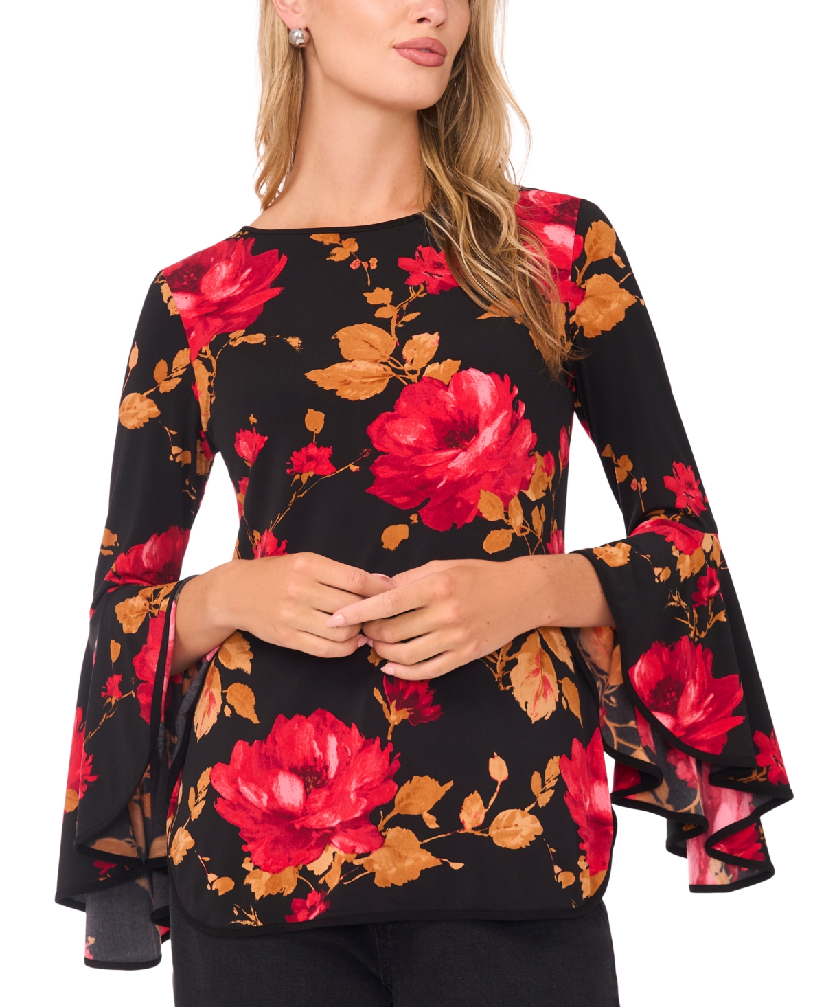 Sam & Jess Women's Printed Bell Sleeve Top