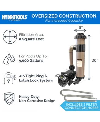Hydrotools 70026HCK Cartridge Pool Filter Complete System 2220 GPH Pump