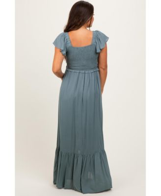 Maternity Smocked Top Woven Maxi Dress