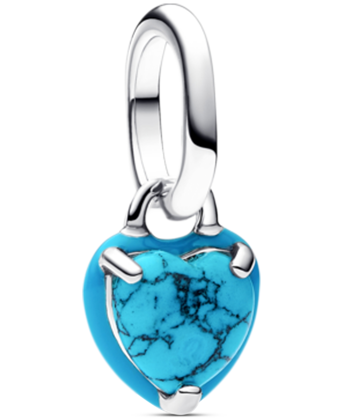 Pandora Turquoise Heart Mini Dangle Charms In Blue