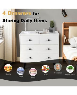 4 Drawers Dresser Chest of Drawers Free Standing Sideboard Cabinet