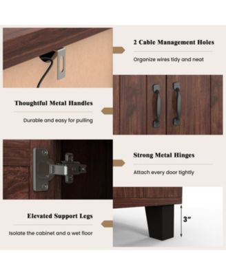 3-Door Buffet Sideboard with Adjustable Shelves and Anti-Tipping Kits