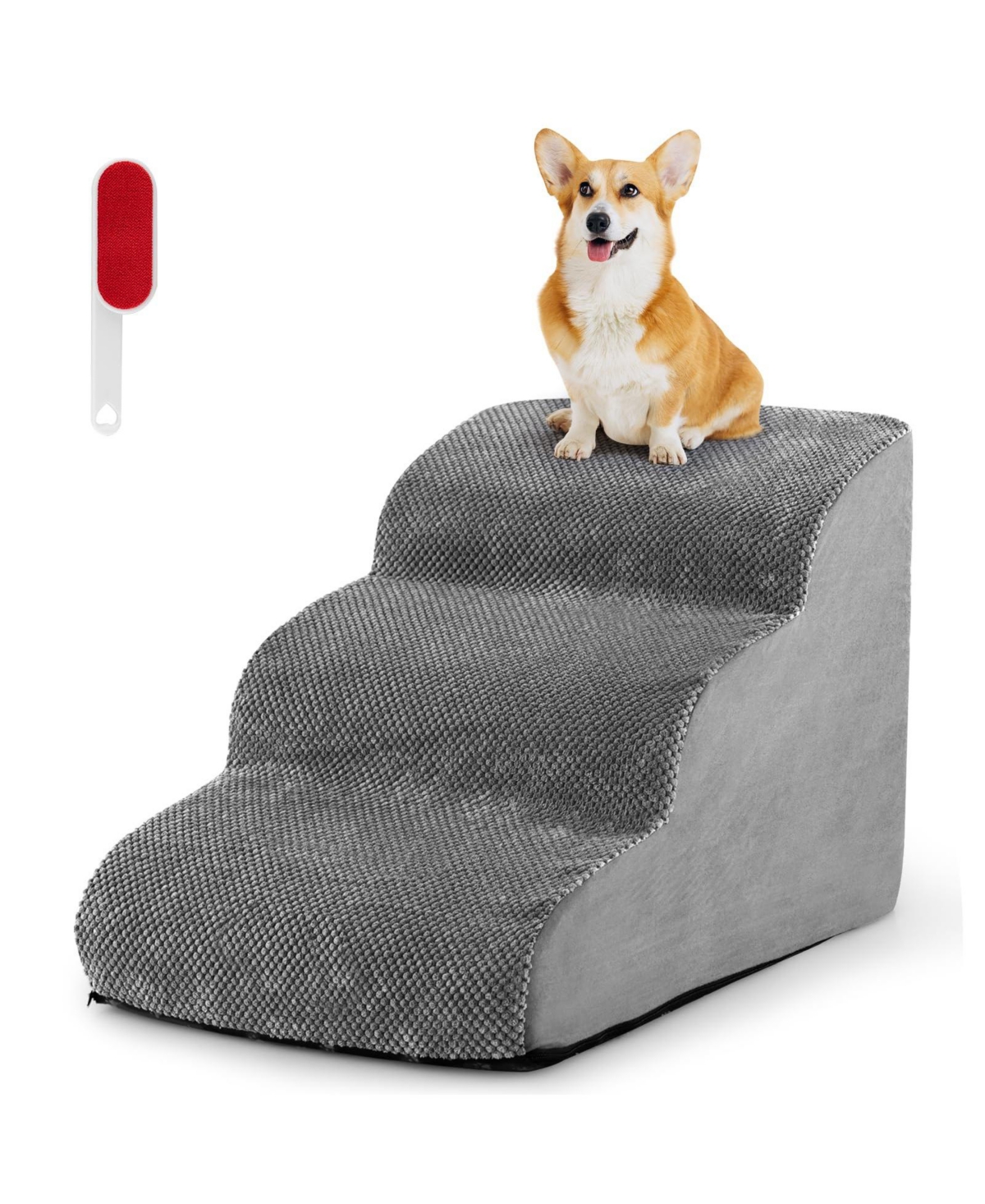 3-Tier Non-Slip Dog Steps with High-Density Sponge and Silicone Paw Prints