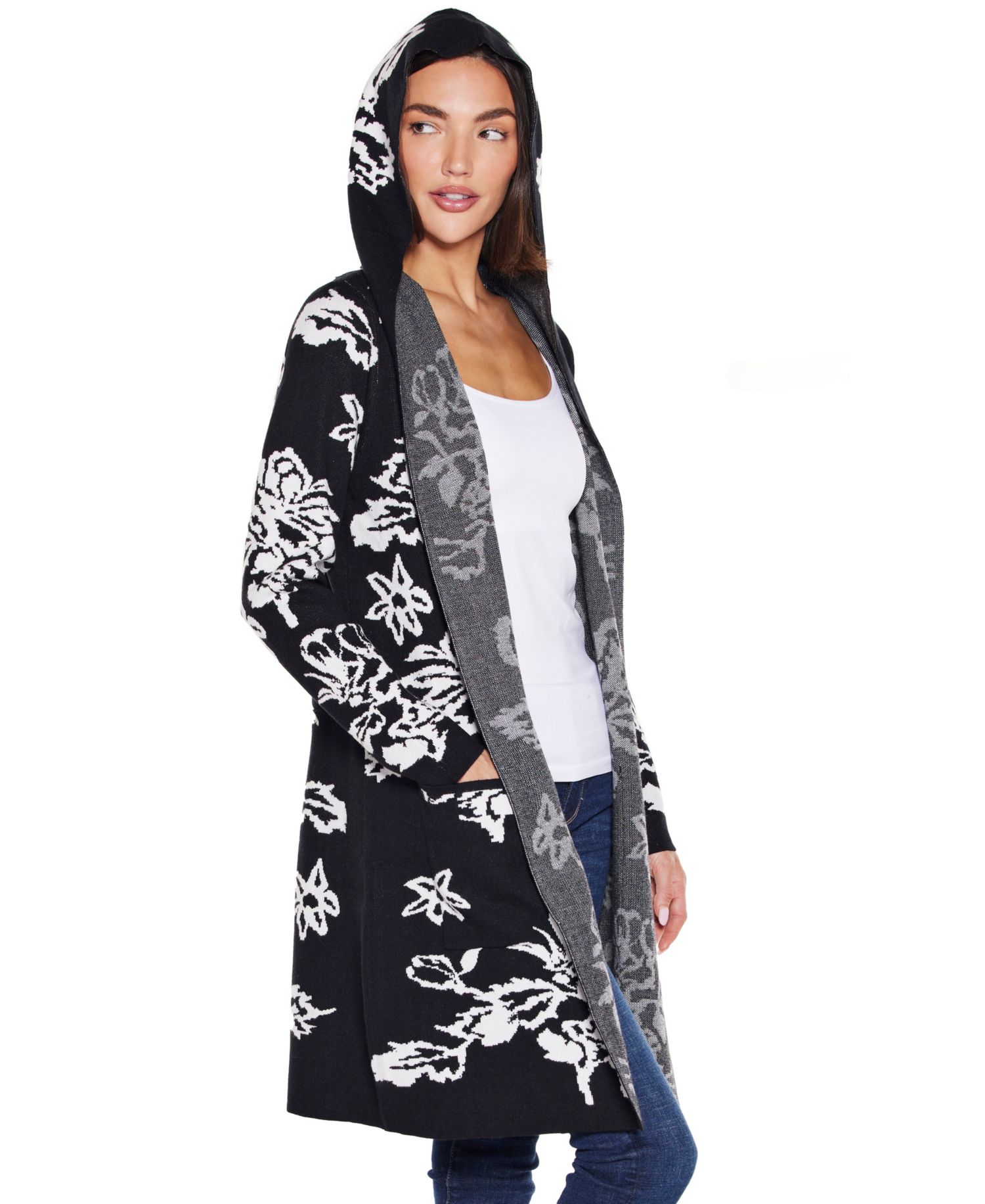 Women's Hooded Fall Botanicals Coatigan Sweater