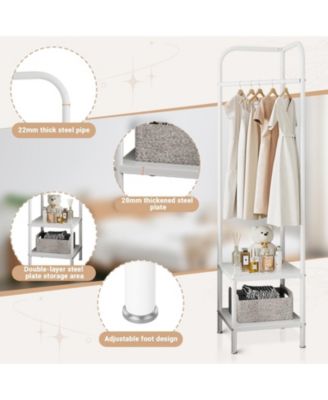 Entryway Corner Hall Tree Modern Entryway Coat Rack Metal Clothes Rack Freestanding Coat Organizer with Shelves Storage