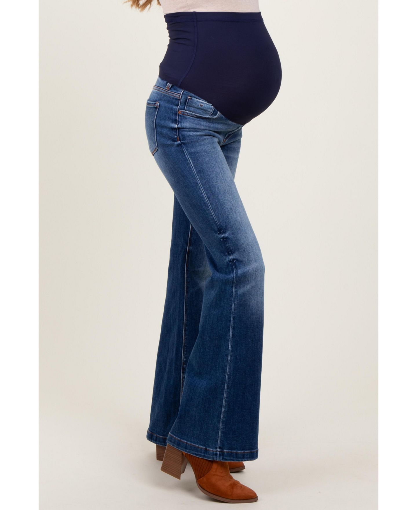 Женские джинсы Pinkblush Navy Blue Washed Flare, цвет: Тёмно-синий — фото 3
