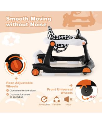 2-in-1 Baby Walker Foldable Activity Push Walker w/ Adjustable Height
