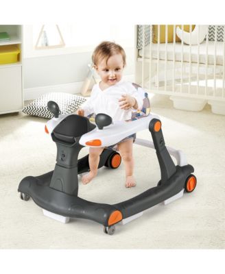 2-in-1 Baby Walker Foldable Activity Push Walker w/ Adjustable Height