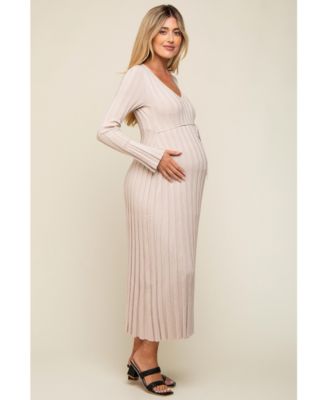 Maternity Black Ribbed Knit Maxi Dress